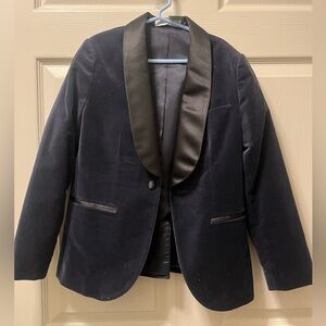 Zara Boys Blue Velvet Tux Jacket W/Shirt Sz9 & Appaman adjustable pantsSz 8